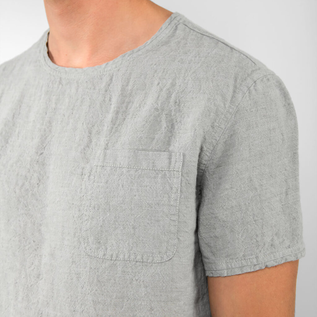 WINDO T-Shirt hellgrau 3 Simple grey linen men's shirt with pocket