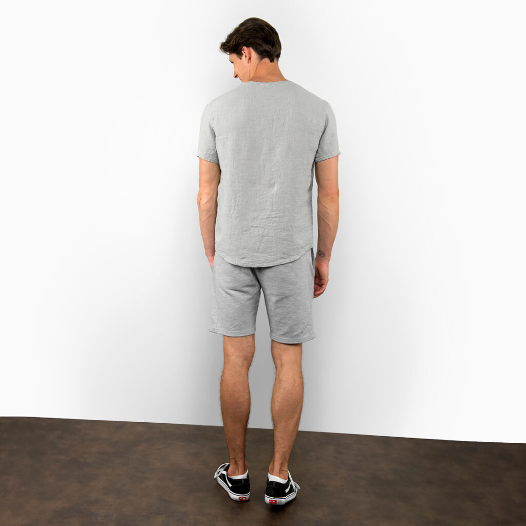 WINDO T-Shirt hellgrau 4 Simple grey linen men's shirt, short sleeves