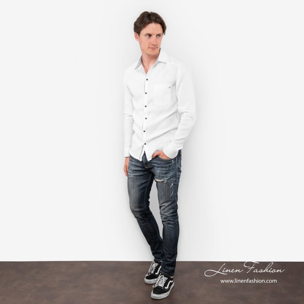 SAN MARINO Hemd weiß 2 SAN MARINO white linen shirt full size