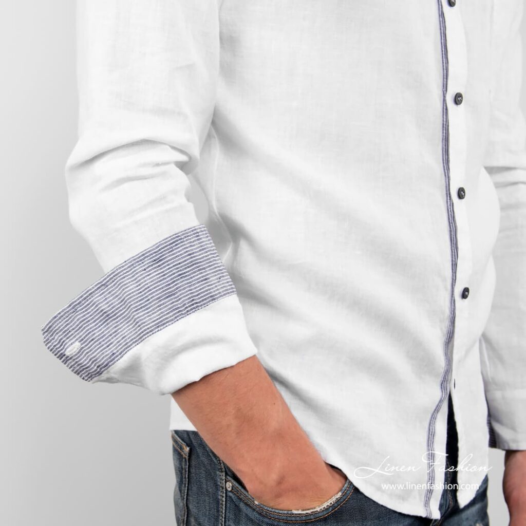 SAN MARINO Hemd weiß 4 SAN MARINO white linen shirt sleeves
