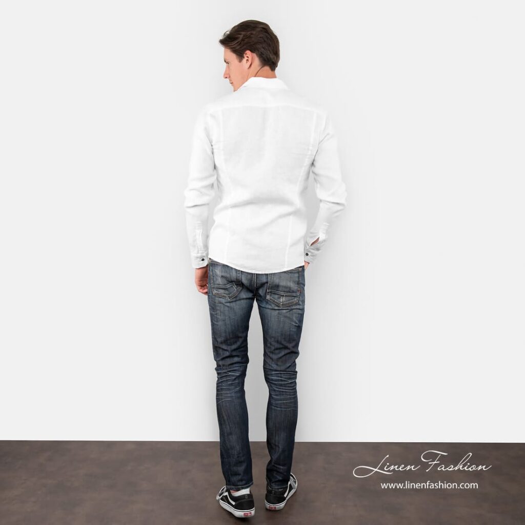 SAN MARINO Hemd weiß 6 SAN MARINO white linen shirt back side