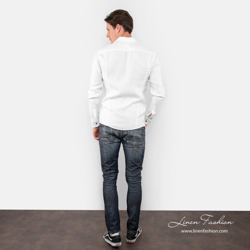SAN MARINO white linen shirt back side