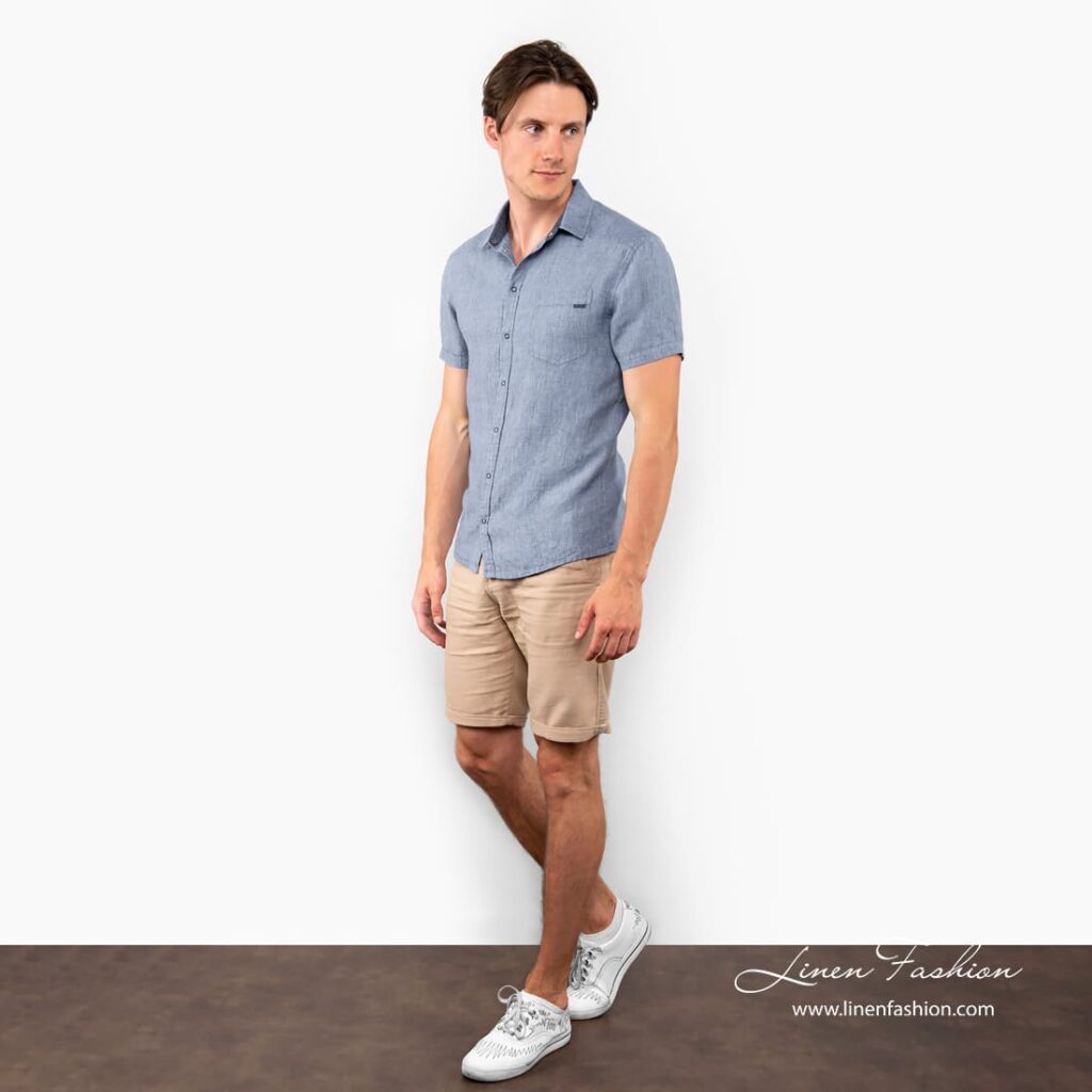 CORTO Bluse bläulich 2 CORTO bluish linen shirt full size