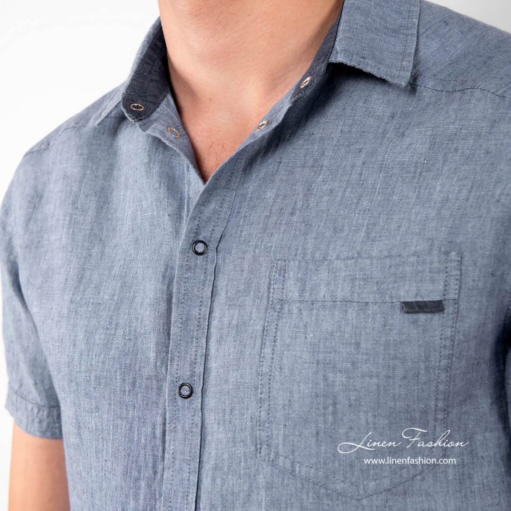 CORTO Bluse bläulich 3 CORTO bluish linen shirt pocket