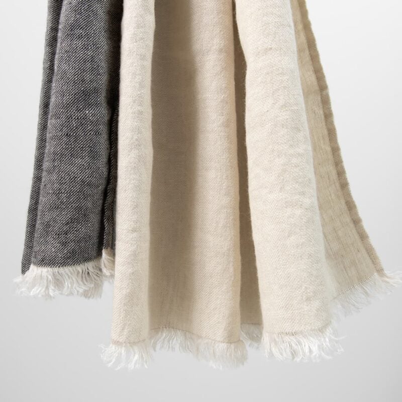 beige linen shawl, with fringes