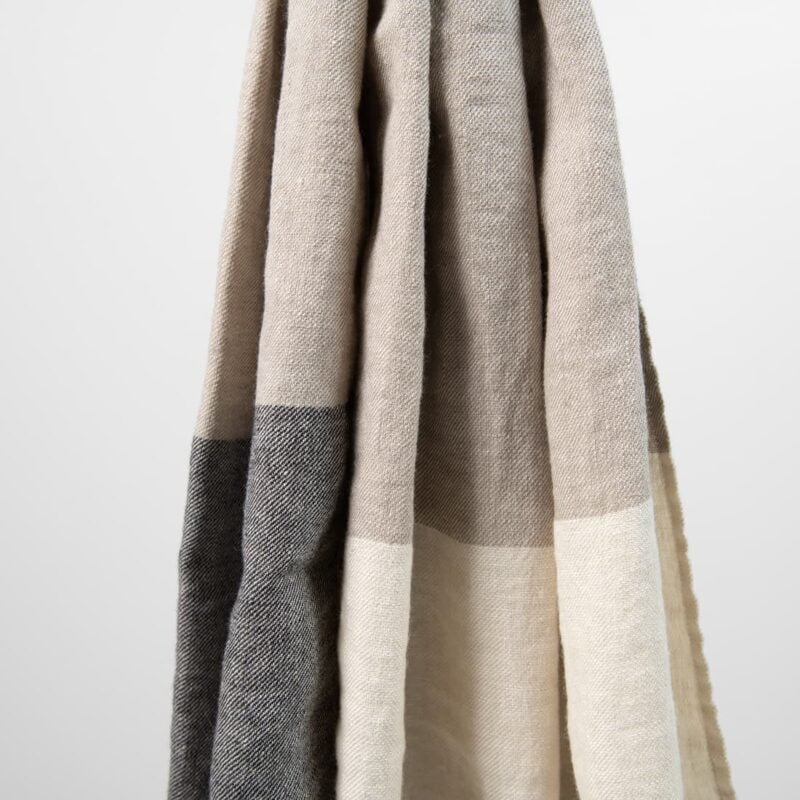 beige linen shawl, sand, grey, black