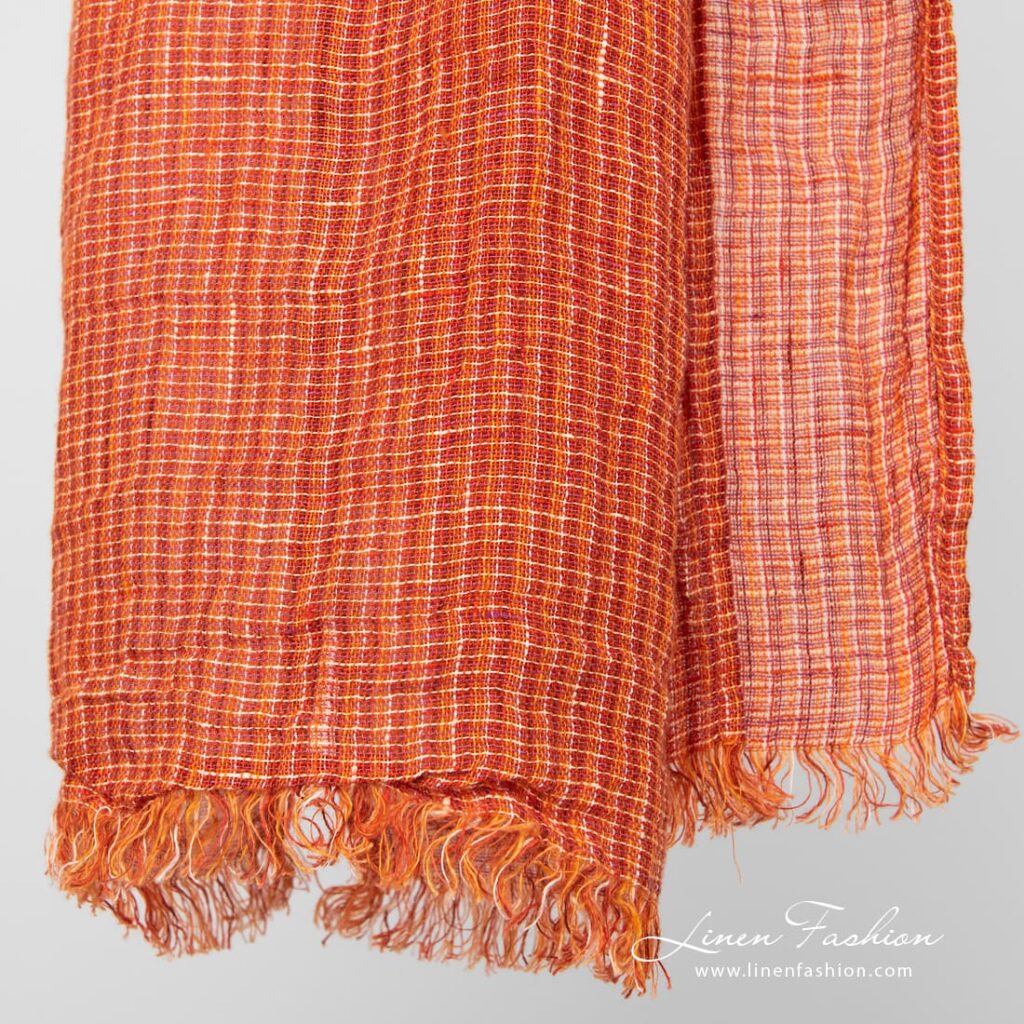 LOTTO MINI Schal orange 3 Linen ginger orange scarf fringes