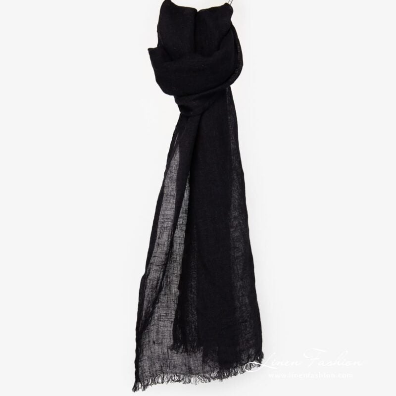 Black onyx linen scarf full size