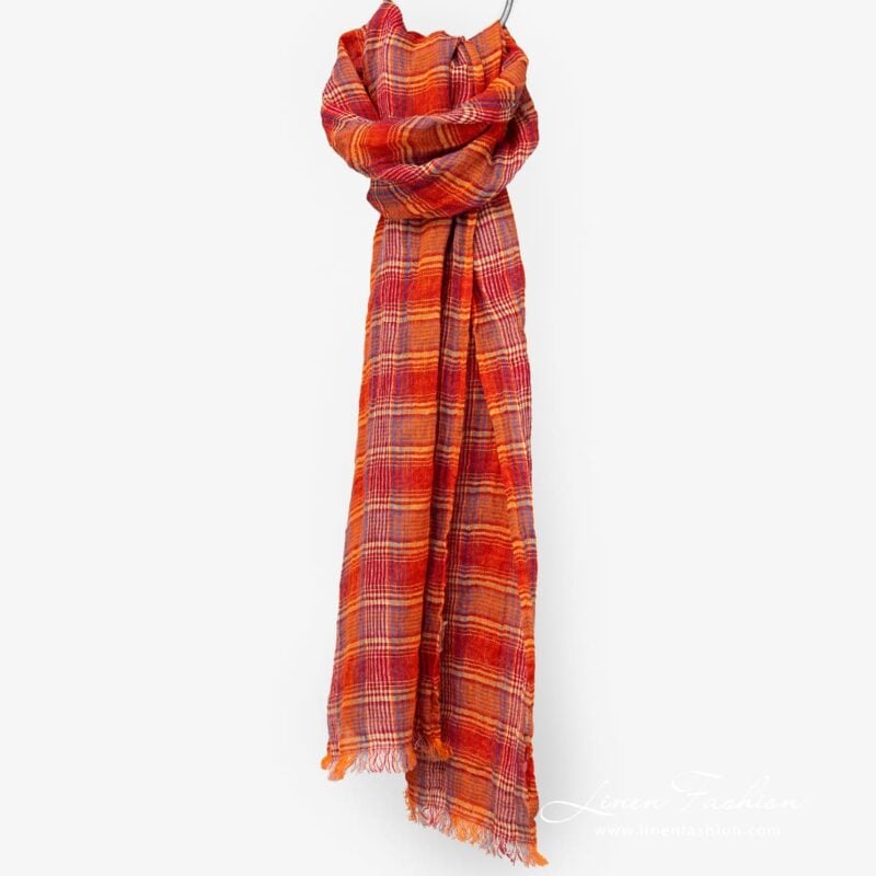 Linen orange scarf full size