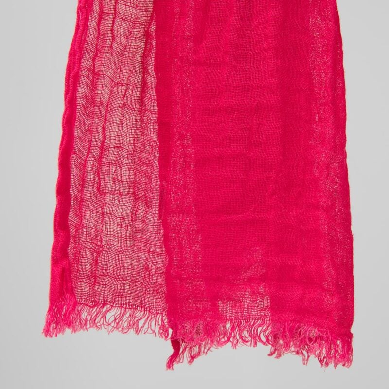 cyclamen linen shawl; with fringes