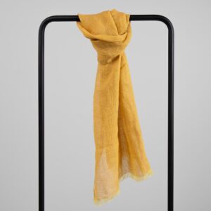 FINO Schal gelbbraun 4 Yellow brown linen shawl with fringe