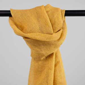 FINO Schal gelbbraun 5 Yellow brown linen shawl with fringe, washed