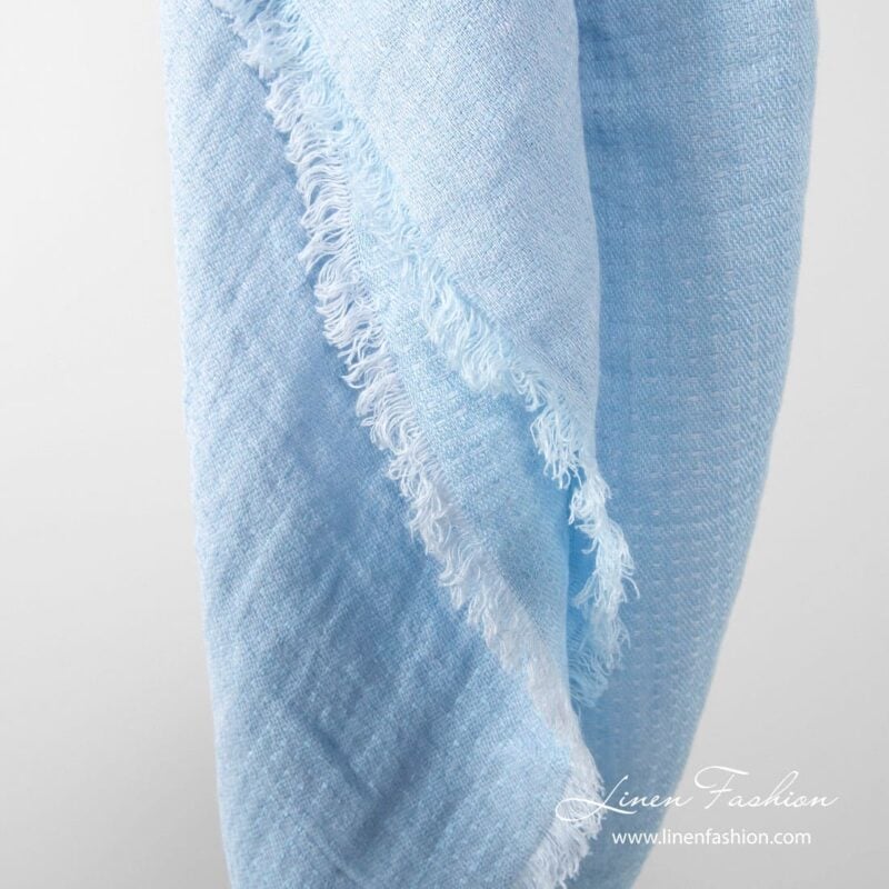 Linen scarf in light blue color.