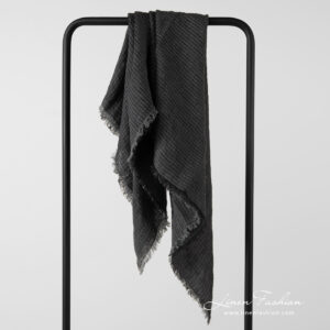 grey linen scarf.