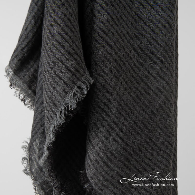 grey linen scarf, with transparent checks.
