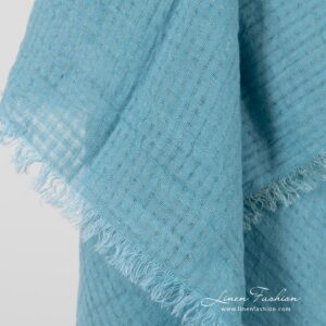 MARE blue linen scarf with fringes