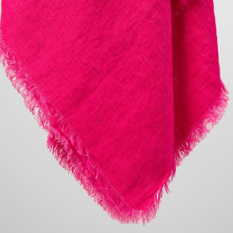 fuchsia linen scarf, with fringes