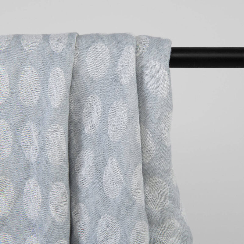 Light grey linen scarf, bubble pattern