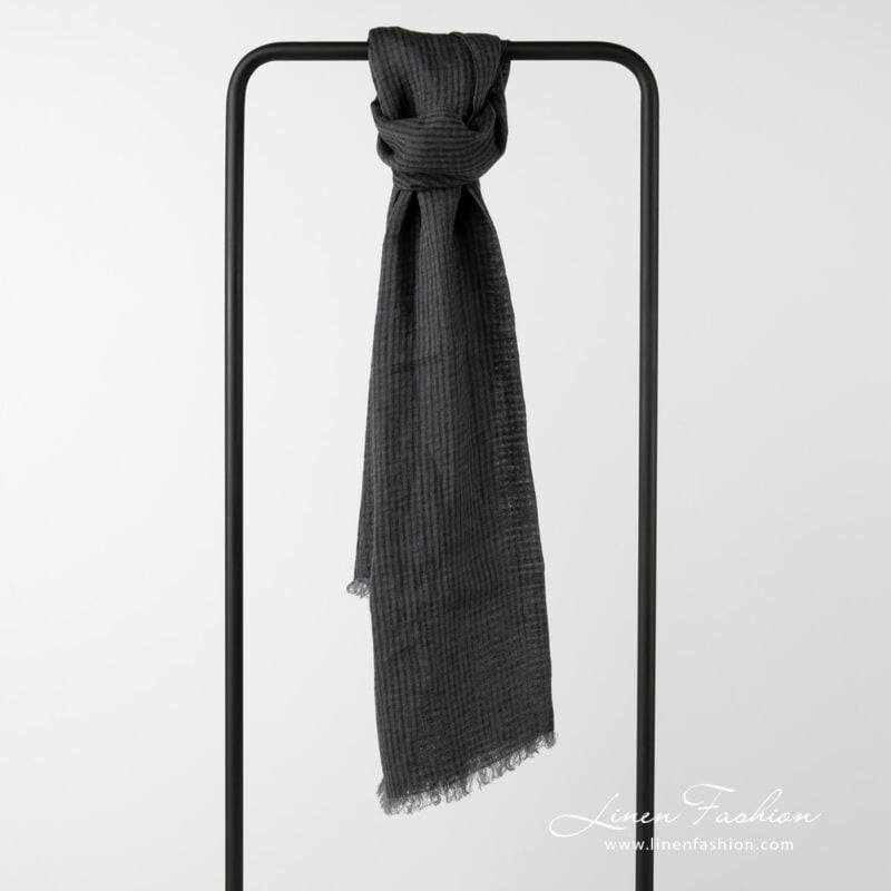 linen shawl grey checks, transparent, washed.