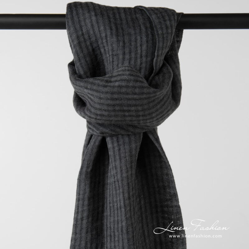 linen shawl grey checks, transparent loose weave.