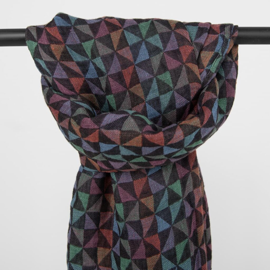 MOLI Schal mehrfarbig 2 Multicolour linen shawl geometric pattern