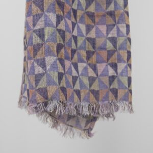 Violet linen shawl with fringe on ends