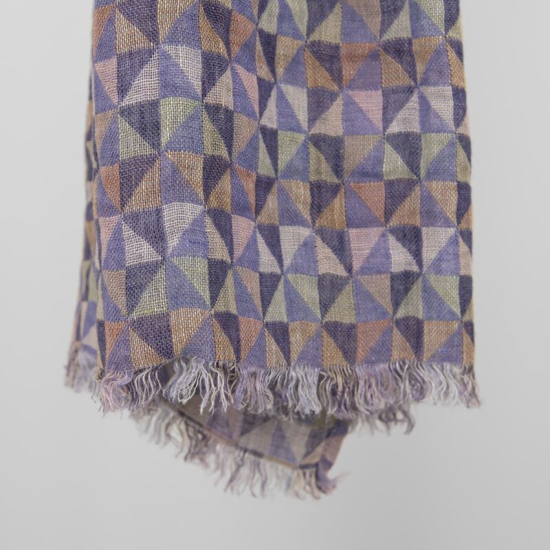Violet linen shawl with fringe on ends