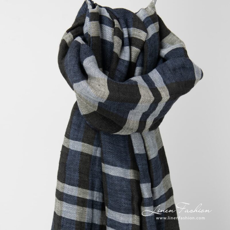 BUGA blue checked shawl