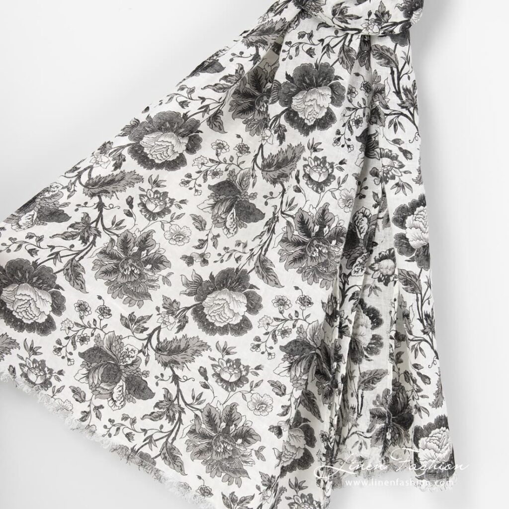 GARDENIA Schal schwarz 3 100% linen shawl, black.