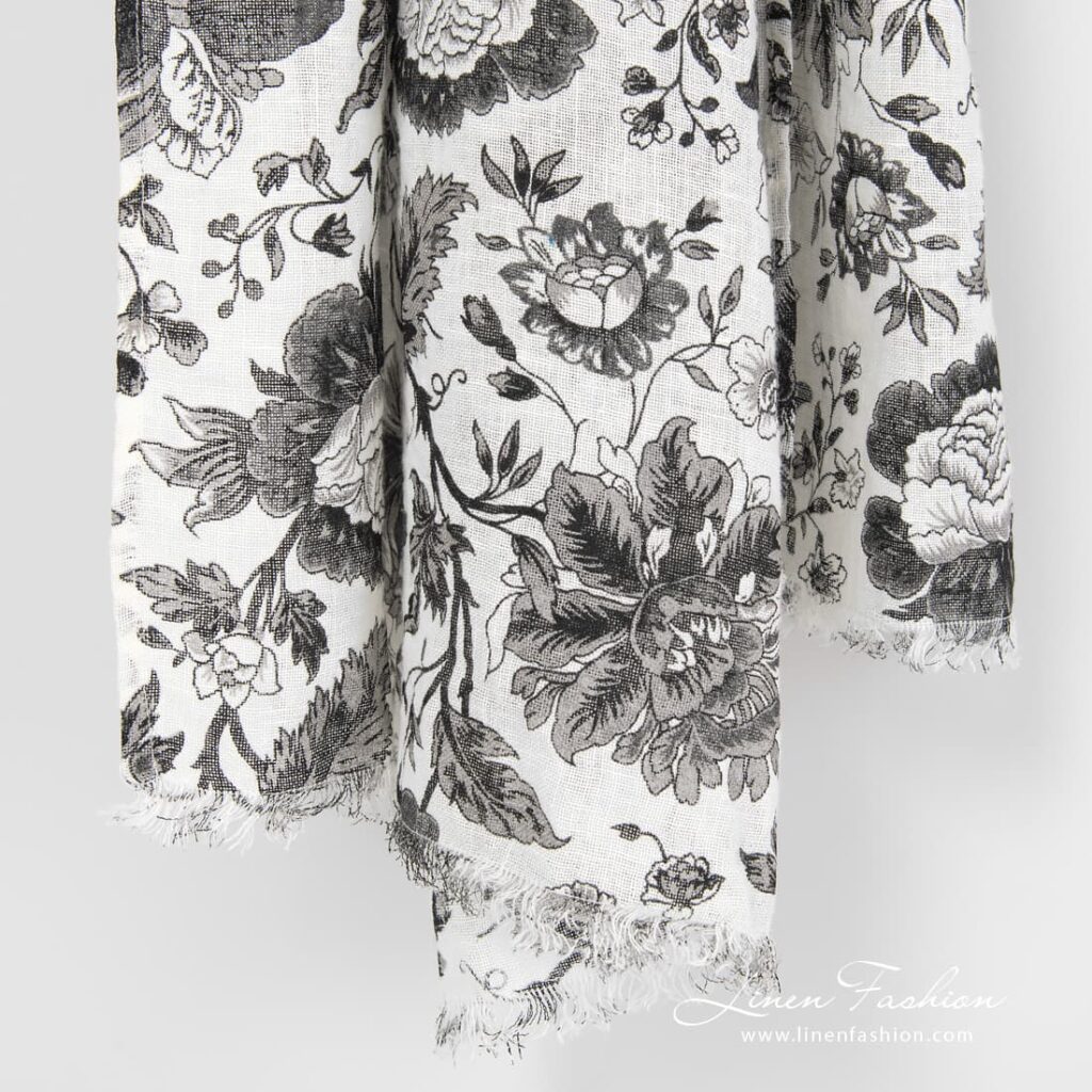 GARDENIA Schal schwarz 4 Black 100% linen shawl, GARDENIA.