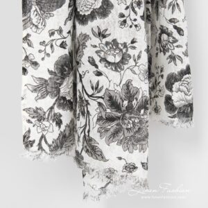 GARDENIA Schal schwarz 8 Black 100% linen shawl, GARDENIA.