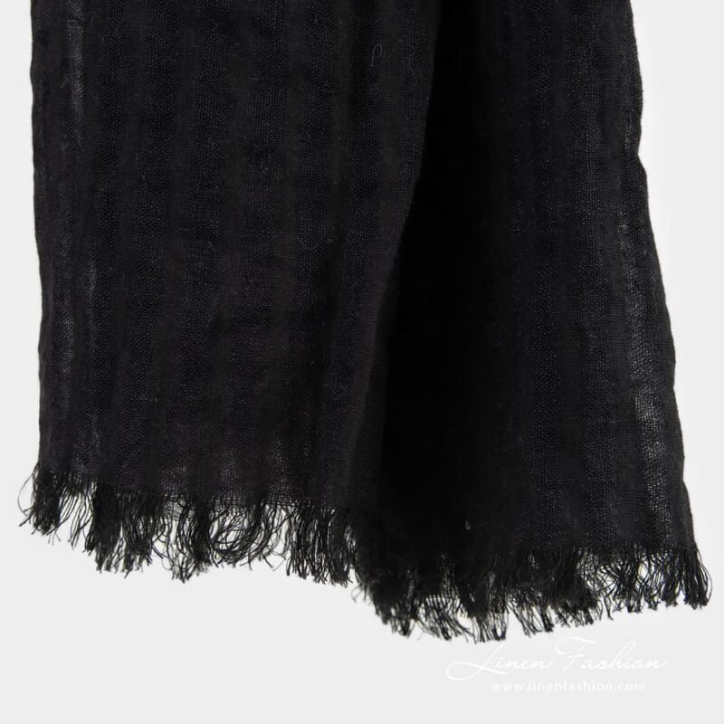 COPEN black linen shawl with fringes