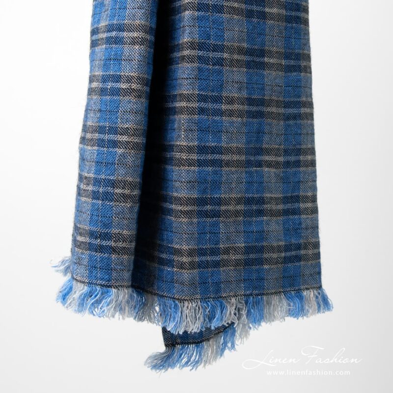 Linen wool shawl with fringes