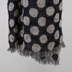 Black linen shawl, bubble pattern