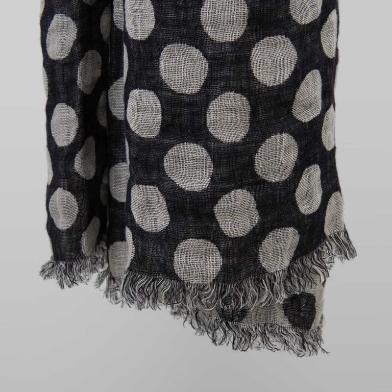 Black linen shawl, bubble pattern