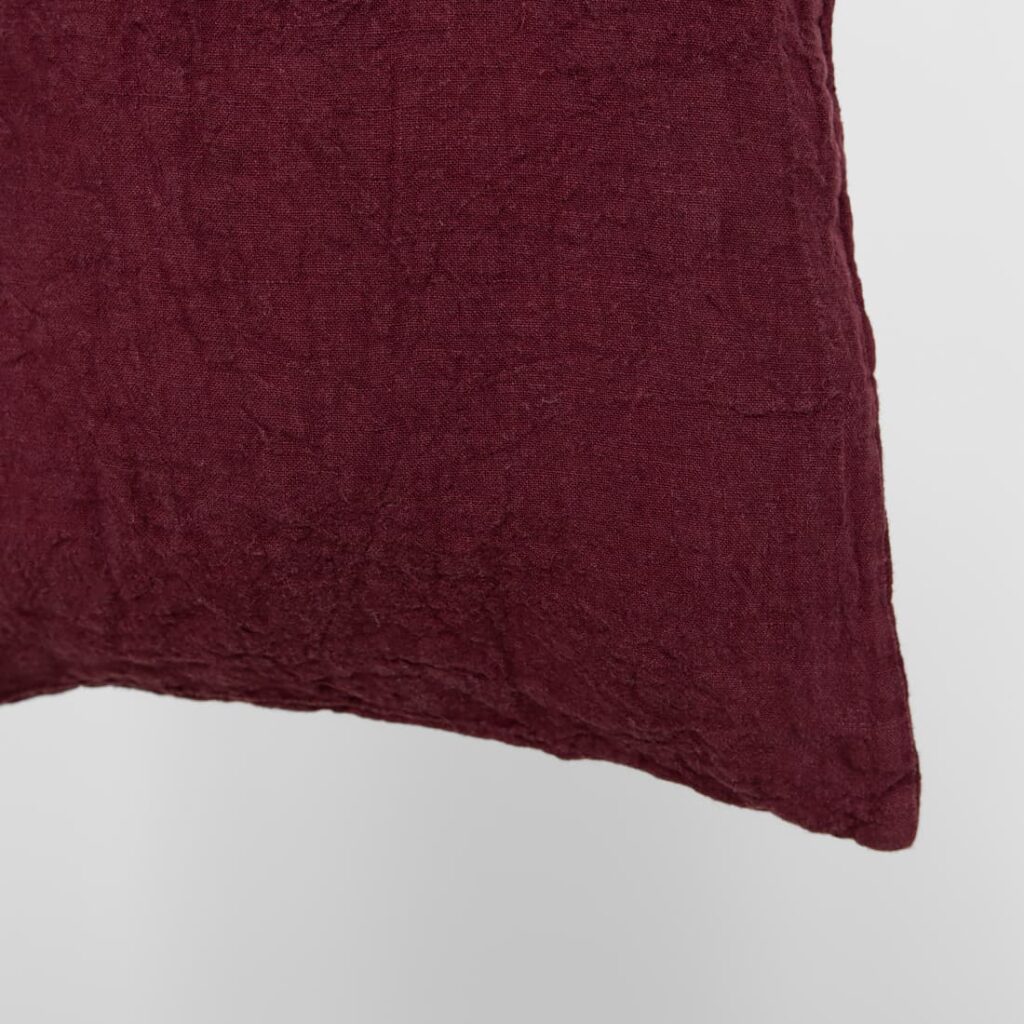MENDOSA Tasche rot kariert 3 Green washed linen shopping bag/tote close up detail