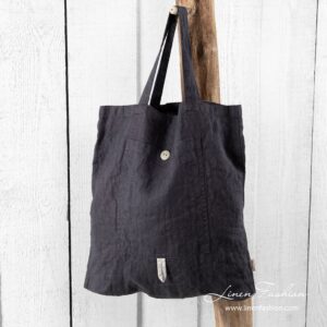 SAGA Tasche dunkelgrau 9 Dark grey linen tote bag, saga.