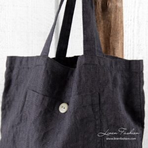 SAGA Tasche dunkelgrau 10 100% linen tote bag in dark grey.