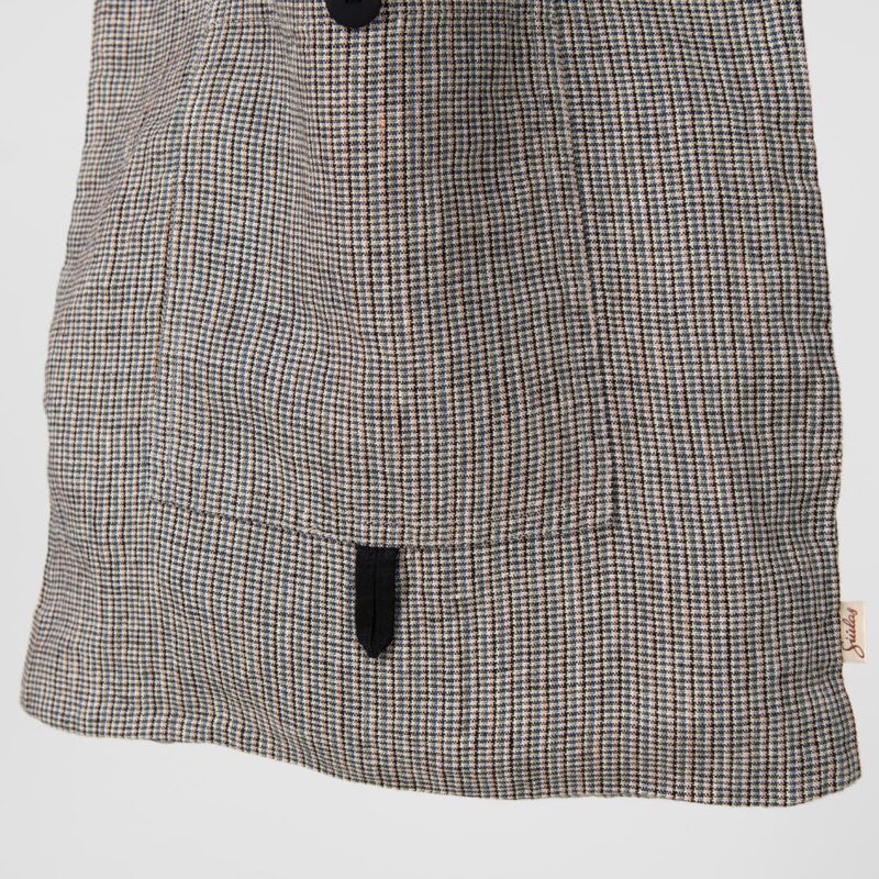 Multicolour checked linen tote bag with pocket in front