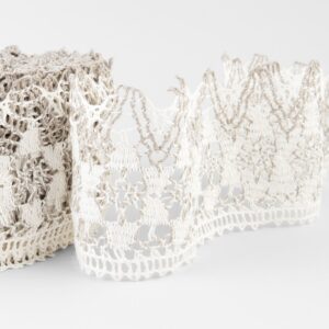 Leinenspitze naturgrau-weiß Nr. 80 4 Linen lace white and natural No. 80, 10cm width