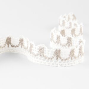 Leinenspitze naturgrau-weiß Nr. 89 4 Linen lace white and natural No. 89, 2cm width