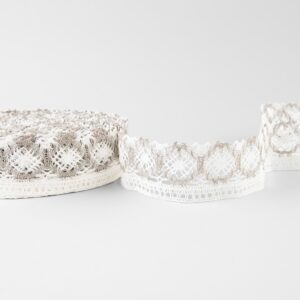 Leinenspitze naturgrau-weiß Nr. 95 3 Linen lace white and natural No. 95