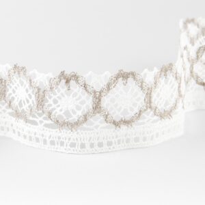 Leinenspitze naturgrau-weiß Nr. 95 4 Linen lace white and natural No. 95, 4cm width