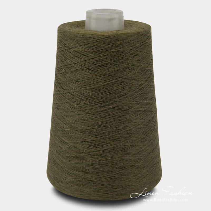 Linen yarns in forest green color - 4(3)