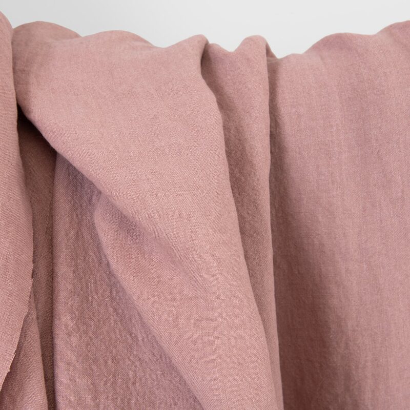 Wide linen fabric light clay, washed, plain weave
