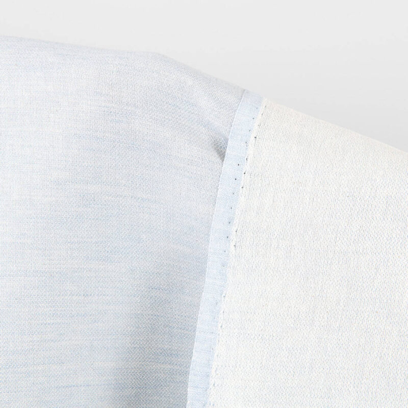 Linen fabric double-sided white and blue, satin weave