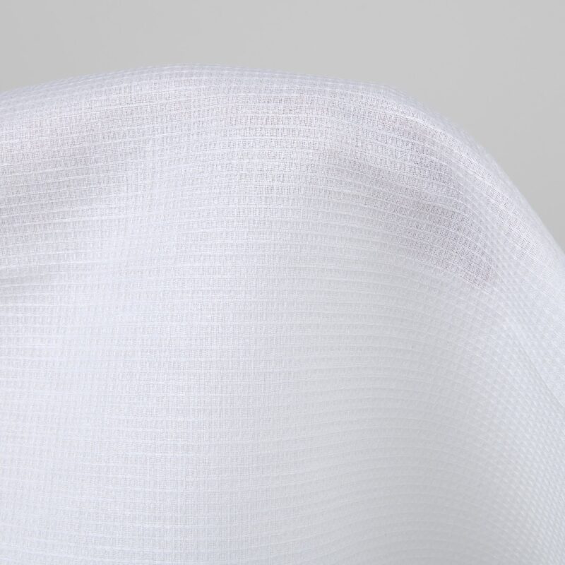 Optical white linen cotton waffle fabric
