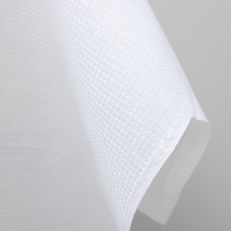 Optical white linen cotton waffle fabric