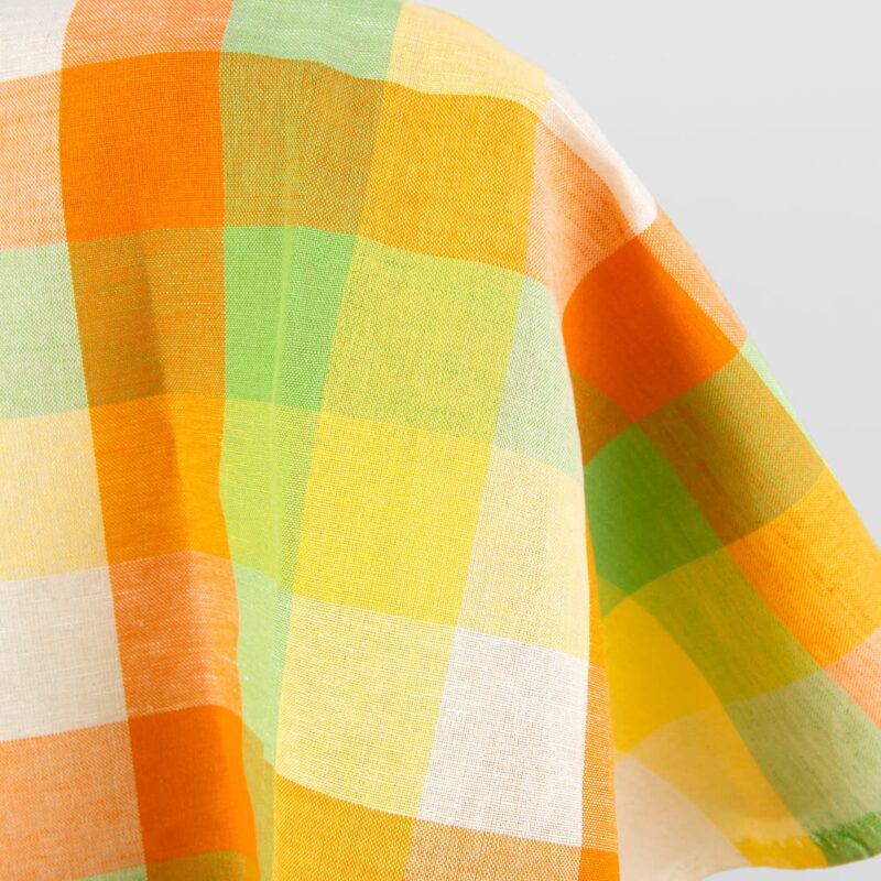 Linen cotton fabric in colourful checks, 150cm width