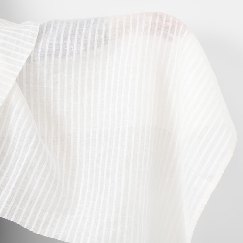 Linen fabric striped off-white